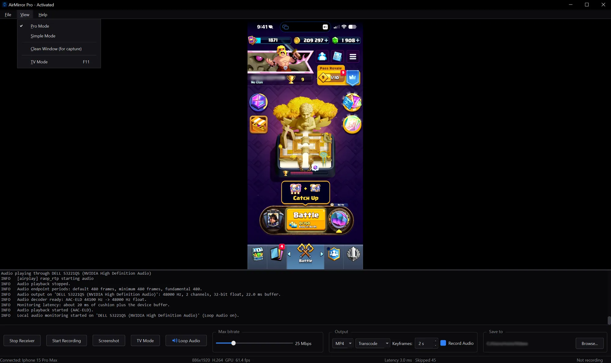 The 0.1.0 interface, with every control and a log pane on screen